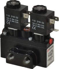 ARO/Ingersoll-Rand - 1/8" Inlet x 1/8" Outlet, Solenoid Actuator, Solenoid Return, 2 Position, Body Ported Solenoid Air Valve - 120 VAC Input, 32 CFM, 0.9 CV, 4 Way, 150 psi, 3-1/2" Long x 1-15/16" Wide x 3-1/4" High, 0 to 180°F - USA Tool & Supply