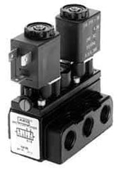 ARO/Ingersoll-Rand - 1/8" Inlet x 1/8" Outlet, Solenoid Actuator, Solenoid Return, 3 Position, Body Ported Solenoid Air Valve - 120 VAC Input, 32 CFM, 0.9 CV, 4 Way, 150 psi, 3-31/32" Long x 1-15/16" Wide x 3-1/4" High, 0 to 180°F - USA Tool & Supply