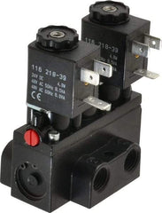 ARO/Ingersoll-Rand - 1/4" Inlet x 1/4" Outlet, Solenoid Actuator, Solenoid Return, 3 Position, Body Ported Solenoid Air Valve - 24 VDC Input, 32 CFM, 0.9 CV, 4 Way, 150 psi, 2-15/16" Long x 1-15/16" Wide x 1-13/16" High, 0 to 180°F - USA Tool & Supply
