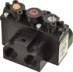 ARO/Ingersoll-Rand - 3/8" Inlet x 3/8" Outlet, Pilot Actuator, Spring Return, 2 Position, Body Ported Solenoid Air Valve - 63 CFM, 1.7 CV, 4 Way, 150 psi, 3-1/2" Long x '2-1/2" Wide x 3-5/8" High, 0 to 180°F - USA Tool & Supply