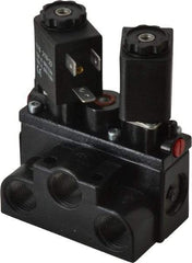 ARO/Ingersoll-Rand - 3/8" Inlet x 3/8" Outlet, Solenoid Actuator, Solenoid Return, 2 Position, Body Ported Solenoid Air Valve - 120 VAC Input, 63 CFM, 1.7 CV, 4 Way, 150 psi, 4" Long x '2-1/2" Wide x 3-5/8" High, 0 to 180°F - USA Tool & Supply
