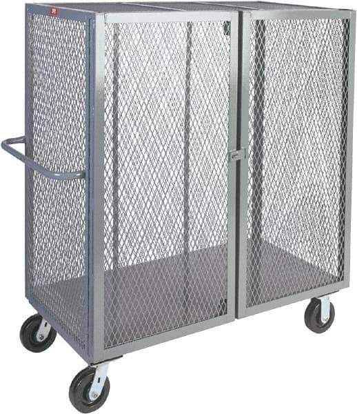 Jamco - 2,000 Lb Capacity, 1 Shelf, Steel Mesh Security Truck - 48" Long x 24" Wide x 57" High, 6" Diam Wheels - USA Tool & Supply
