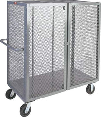 Jamco - 2,000 Lb Capacity, 1 Shelf, Steel Mesh Security Truck - 48" Long x 24" Wide x 57" High, 6" Diam Wheels - USA Tool & Supply