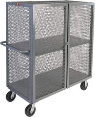 Jamco - 3,000 Lb Capacity, 2 Shelf, 4-Sided Steel Mesh Security Truck - 36" Long x 72" Wide x 57" High, 6" Diam Phenolic Wheels - USA Tool & Supply