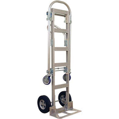 Wesco Industrial Products - 1,000 Lb Capacity 61-1/2" OAH Hand Truck - 18 x 7-1/2" Base Plate, Continuous Handle, Aluminum, Solid Rubber Wheels - USA Tool & Supply