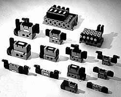 SMC PNEUMATICS - 3.6 CV Flow Rate Pilot Operated Solenoid Valve - 1/2" Inlet, Interface Speed Control Manifold Option - USA Tool & Supply