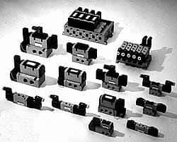 SMC PNEUMATICS - 5.7 CV Flow Rate Pilot Operated Solenoid Valve - 3/4" Inlet, Blank Plate Manifold Option - USA Tool & Supply