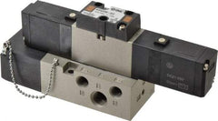 SMC PNEUMATICS - 0.8 CV Flow Rate, Double Solenoid Pilot Operated Valve - 5 Port, 2 Position, 1/4" NPT Inlet, 24 V - USA Tool & Supply