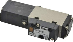 SMC PNEUMATICS - 0.8 CV Flow Rate, Single Solenoid Pilot Operated Valve - 5 Port, 2 Position, Spring Return, 1/4" NPT Inlet, 24 V - USA Tool & Supply