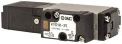 SMC PNEUMATICS - 0.8 CV Flow Rate, Single Solenoid Pilot Operated Valve - 5 Port, 2 Position, Spring Return, 1/4" NPT Inlet, 110 V - USA Tool & Supply