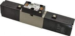 SMC PNEUMATICS - 0.8 CV Flow Rate, Double Solenoid Pilot Operated Valve - 5 Port, 2 Position, 1/4" NPT Inlet, 110 V - USA Tool & Supply