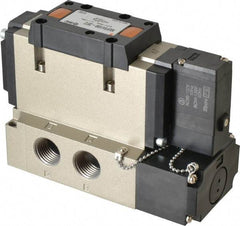 SMC PNEUMATICS - 3.6 CV Flow Rate, Single Solenoid Pilot Operated Valve - 5 Port, 2 Position, Spring Return, 1/2" NPT Inlet, 110 V - USA Tool & Supply