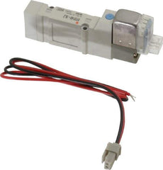 SMC PNEUMATICS - 0.3 CV Flow Rate, Single Solenoid Pilot Operated Valve - 5 Port, 2 Position, Spring Return, 1/4" Push to Connect Inlet, 24 V - USA Tool & Supply