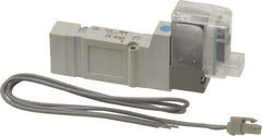 SMC PNEUMATICS - 0.3 CV Flow Rate, Single Solenoid Pilot Operated Valve - 5 Port, 2 Position, Spring Return, 1/4" Push to Connect Inlet, 110 V - USA Tool & Supply