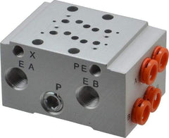 SMC PNEUMATICS - 0.3 CV Flow Rate, 2 Station Pilot Operated Solenoid Valve - 1/4" Push to Connect Inlet, Bar Manifold Base Mounted - USA Tool & Supply