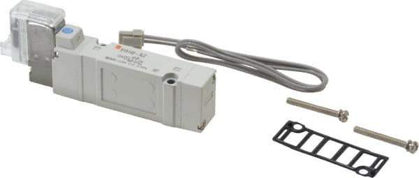 SMC PNEUMATICS - 0.7 CV Flow Rate, Single Solenoid Pilot Operated Valve - 5 Port, 2 Position, Spring Return, 1/4" Push to Connect Inlet, 110 V - USA Tool & Supply