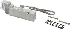 SMC PNEUMATICS - 0.7 CV Flow Rate, Single Solenoid Pilot Operated Valve - 5 Port, 2 Position, Spring Return, 1/4" Push to Connect Inlet, 110 V - USA Tool & Supply