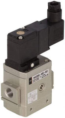 SMC PNEUMATICS - 3/8" Female NPT x 1/8" Gage Port Soft Start-Up Valve - 24V, DC Input, DIN Electrical Entry & 30 to 150 psi - USA Tool & Supply