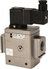 SMC PNEUMATICS - 1/2" Female NPT x 1/8" Gage Port Soft Start-Up Valve - 24V, DC Input, DIN Electrical Entry & 30 to 150 psi - USA Tool & Supply