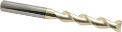 Accupro - 3/8", 2" LOC, 3/8" Shank Diam, 4" OAL, 2 Flute, Solid Carbide Square End Mill - Single End, ZrN Finish, Spiral Flute, 45° Helix, Centercutting, Right Hand Cut, Right Hand Flute - USA Tool & Supply