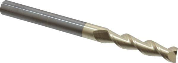 Accupro - 1/2", 2-1/4" LOC, 1/2" Shank Diam, 6" OAL, 2 Flute, Solid Carbide Square End Mill - Single End, ZrN Finish, Spiral Flute, 45° Helix, Centercutting, Right Hand Cut, Right Hand Flute - USA Tool & Supply