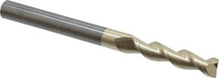 Accupro - 1/2", 2-1/4" LOC, 1/2" Shank Diam, 6" OAL, 2 Flute, Solid Carbide Square End Mill - Single End, ZrN Finish, Spiral Flute, 45° Helix, Centercutting, Right Hand Cut, Right Hand Flute - USA Tool & Supply