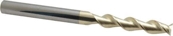 Accupro - 1/2", 2-1/2" LOC, 1/2" Shank Diam, 6" OAL, 2 Flute, Solid Carbide Square End Mill - Single End, ZrN Finish, Spiral Flute, 45° Helix, Centercutting, Right Hand Cut, Right Hand Flute - USA Tool & Supply