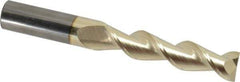 Accupro - 5/8", 2-3/4" LOC, 5/8" Shank Diam, 5" OAL, 2 Flute, Solid Carbide Square End Mill - Single End, ZrN Finish, Spiral Flute, 45° Helix, Centercutting, Right Hand Cut, Right Hand Flute - USA Tool & Supply