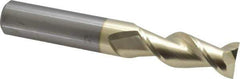 Accupro - 3/4", 2" LOC, 3/4" Shank Diam, 5" OAL, 2 Flute, Solid Carbide Square End Mill - Single End, ZrN Finish, Spiral Flute, 45° Helix, Centercutting, Right Hand Cut, Right Hand Flute - USA Tool & Supply