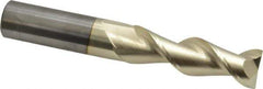 Accupro - 3/4", 2-1/2" LOC, 3/4" Shank Diam, 5" OAL, 2 Flute, Solid Carbide Square End Mill - Single End, ZrN Finish, Spiral Flute, 45° Helix, Centercutting, Right Hand Cut, Right Hand Flute - USA Tool & Supply
