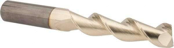 Accupro - 3/4", 3-1/4" LOC, 3/4" Shank Diam, 6" OAL, 2 Flute, Solid Carbide Square End Mill - Single End, ZrN Finish, Spiral Flute, 45° Helix, Centercutting, Right Hand Cut, Right Hand Flute - USA Tool & Supply