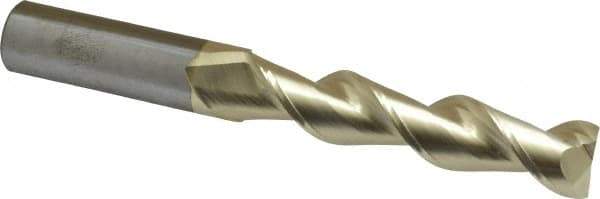 Accupro - 3/4", 3-1/2" LOC, 3/4" Shank Diam, 6" OAL, 2 Flute, Solid Carbide Square End Mill - Single End, ZrN Finish, Spiral Flute, 45° Helix, Centercutting, Right Hand Cut, Right Hand Flute - USA Tool & Supply