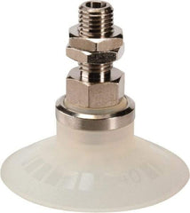 SMC PNEUMATICS - M8x1 Male Port, 40" Pad Diam, Flat w/Rib, Vertical Vacuum Pad - Silicone - USA Tool & Supply