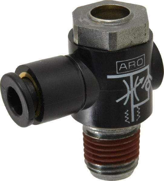 ARO/Ingersoll-Rand - 1/4" Male NPT x 1/4" Female NPT Right Angle Flow Control Valve - USA Tool & Supply