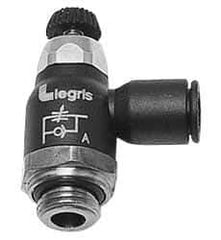 Legris - 5/32" Tube OD x 1/8 Male NPT Compact Meter Out Flow Control Valve - 14.5 to 145 psi, Nylon - USA Tool & Supply