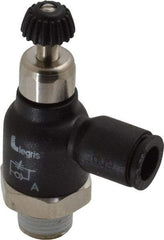 Legris - 1/4" Tube OD x 1/8 Male NPT Compact Meter Out Flow Control Valve - 14.5 to 145 psi, Nylon - USA Tool & Supply