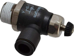Legris - 3/8" Tube OD x 3/8 Male NPT Compact Meter Out Flow Control Valve - 14.5 to 145 psi, Nylon - USA Tool & Supply