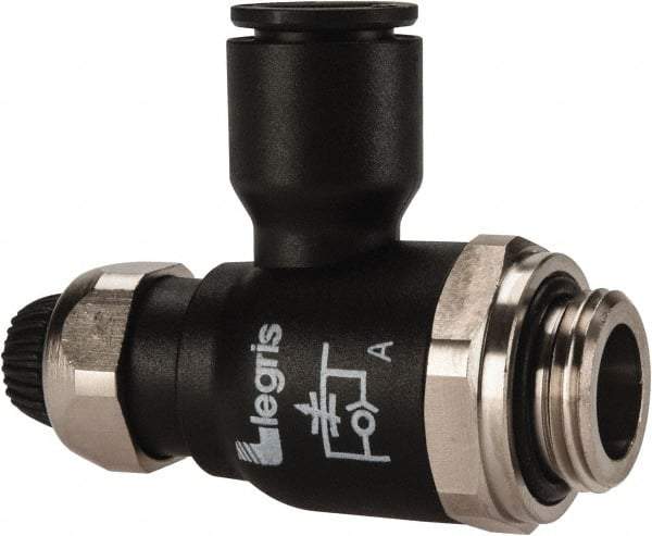 Legris - 10mm Tube OD x 3/8 Male BSPP Compact Meter Out Flow Control Valve - 14.5 to 145 psi, Nylon - USA Tool & Supply