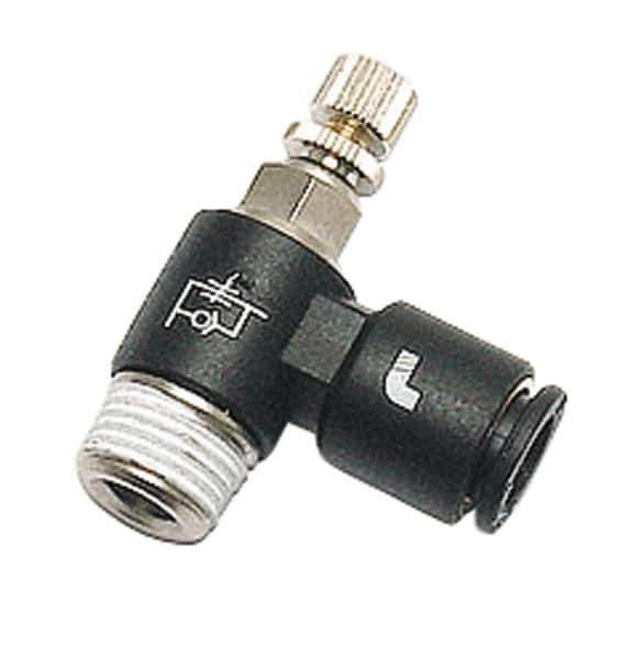 Legris - 8mm Tube OD x 3/8" BSPP Miniature Flow Control Regulator - 0 to 145 psi & Nylon Material - USA Tool & Supply