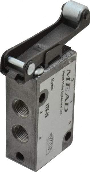 Mead - 4 Way Control Light Touch Valve - 1/8" NPT Inlet, Roller Leaf - USA Tool & Supply