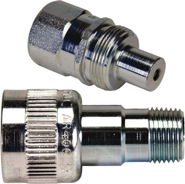 Enerpac - 3/8 NPTF 18-8 Stainless Steel Hydraulic Hose Regular-Flow Coupler Set - 10,000 psi - USA Tool & Supply