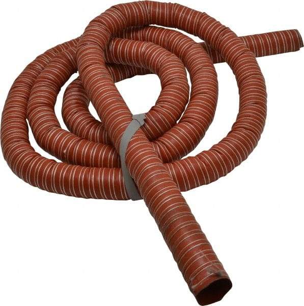 Hi-Tech Duravent - 1-1/2" ID, 16 Hg Vac Rating, 34 psi, Fiberglass Vacuum & Duct Hose - 12' Long, Brick Red, 1-1/2" Bend Radius, -75 to 500°F (Intermittent to 600) - USA Tool & Supply