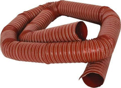 Hi-Tech Duravent - 3" ID, 12 Hg Vac Rating, 30 psi, Fiberglass Vacuum & Duct Hose - 12' Long, Brick Red, 3" Bend Radius, -75 to 500°F (Intermittent to 600) - USA Tool & Supply