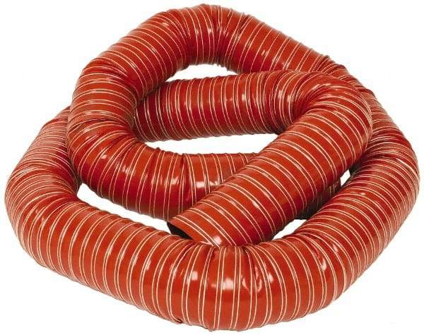 Hi-Tech Duravent - 4" ID, 10 Hg Vac Rating, 26 psi, Fiberglass Vacuum & Duct Hose - 12' Long, Brick Red, 4" Bend Radius, -75 to 500°F (Intermittent to 600) - USA Tool & Supply