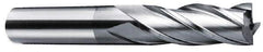 Interstate - 1", 1-7/8" LOC, 7/8" Shank Diam, 4-1/8" OAL, 4 Flute, High Speed Steel Square End Mill - Single End, TiN Finish, Spiral Flute, 30° Helix, Right Hand Cut, Right Hand Flute - USA Tool & Supply