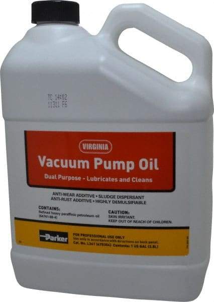 Parker - 1 Gal Container, Mineral Vacuum Pump Oil - ISO 68, 68 cSt at 40°C, 8.85 cSt at 100°C - USA Tool & Supply