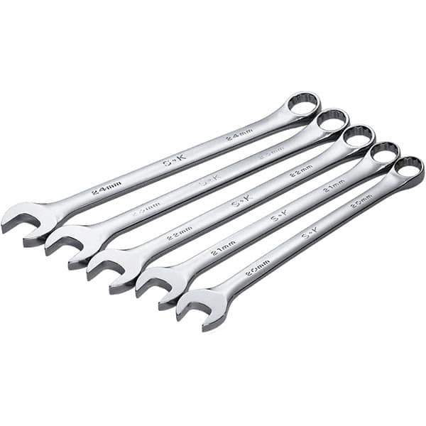 SK - 5 Piece, Combination Wrench Set - Metric System of Measurement, Chrome Finish - USA Tool & Supply