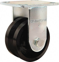 Hamilton - 4" Diam x 2" Wide, Iron Rigid Caster - 800 Lb Capacity, Top Plate Mount, 4" x 4-1/2" Plate, Straight Roller Bearing - USA Tool & Supply