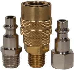 Value Collection - 3 Piece 1/4" Body 1/4 NPT 145 psi Industrial Pneumatic Coupling Plug Set - USA Tool & Supply