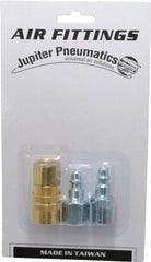 Value Collection - 3 Piece 1/4" Body 3/8 NPT 145 psi Industrial Pneumatic Coupling Plug Set - USA Tool & Supply